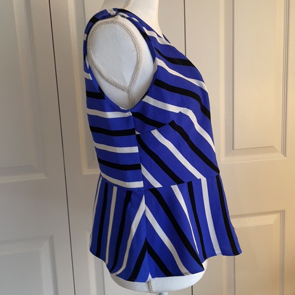 Worthington Petites PM V-Neck Stripped Peplum Top - Picture 2 of 10